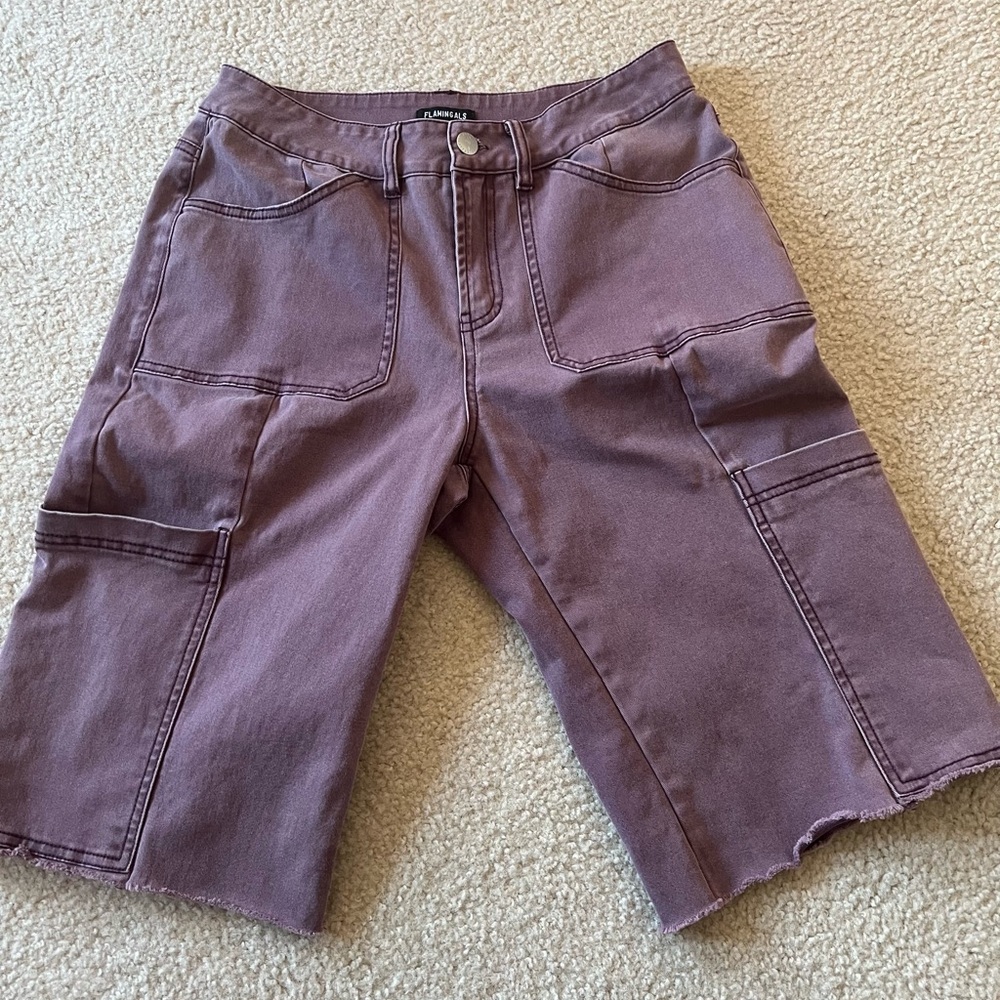 Flamingals Size Small Lavender Utility Bermuda Shorts